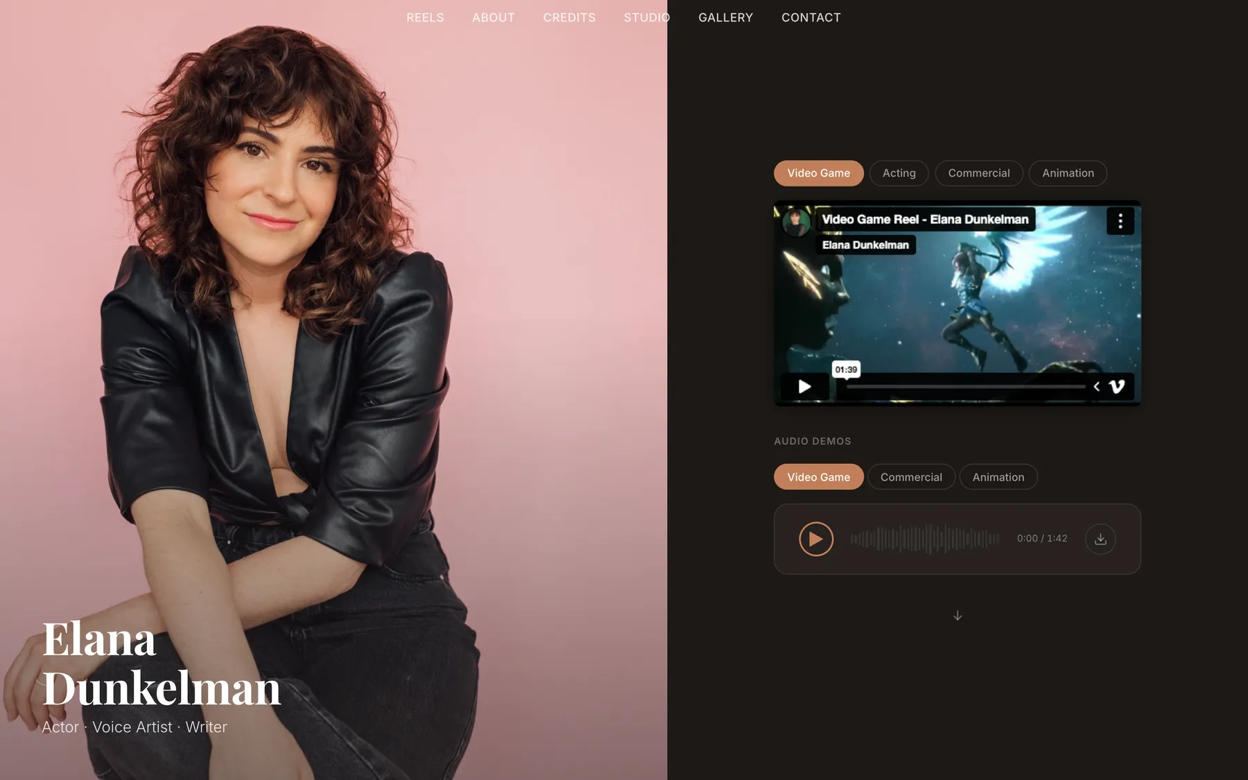 elanadunkelman.co, Toronto actor multi-room showcase site